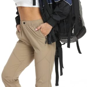 Womens Khaki Golf Pants Quick Dry Travel Nylon Cargo Waterproof Hiking with Pockets Small