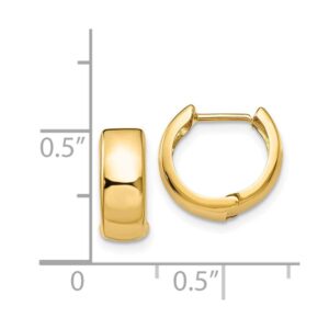 14K Yellow Gold Round Hinged Hoop Huggie Earrings for Women