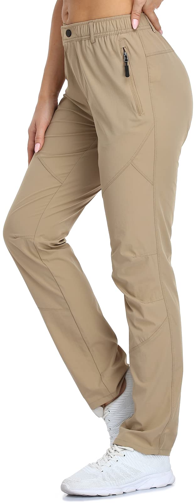 Womens Khaki Golf Pants Quick Dry Travel Nylon Cargo Waterproof Hiking with Pockets Small