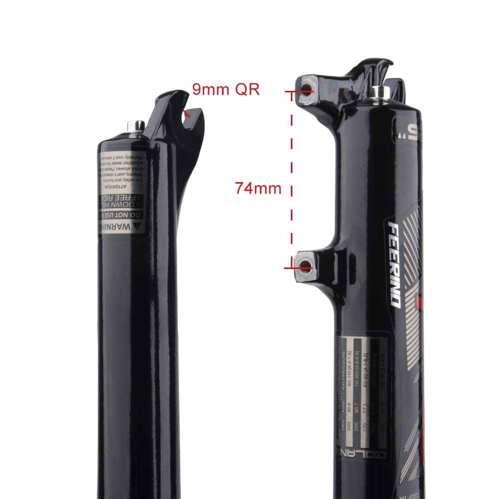 BOLANY 26/27.5/29 inch Bike Air Suspension Fork 120mm Travel Rebound Adjust 1/8 Straight/Tapered Tube Manual/Remote Lockout Bicycle Forks QR 9mm MTB Front Fork (Straight-Manual, 26inch)