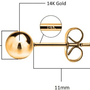 Savlano 14K Gold Ball Stud Earrings For Women - Made in Italy Comes With Savlano Gift Box (Yellow, 5mm)