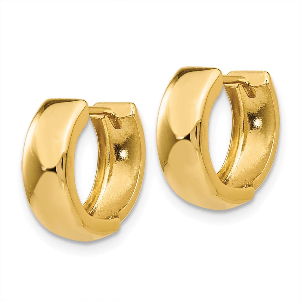 14K Yellow Gold Round Hinged Hoop Huggie Earrings for Women