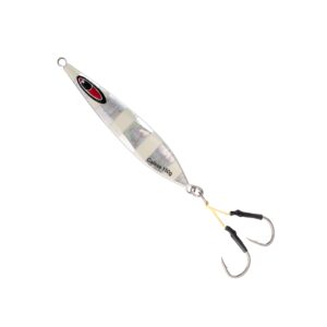 Calissa Offshore Tackle Flat Side Slow Pitch Jig - 80g 150g 250g 300LBS Assist Hooks 3/0 Butterfly - Vertical Jig Speed Lure Slow Pitch Flat (150g - Holographic Glow)