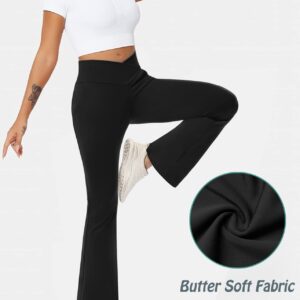 SOFITNIYA High Waisted Flare Leggings Crossover Bootcut Yoga Pants with Pockets for Women