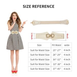 gingokuo Wide Elastic Waist Belts for Women Fashion Cinch Belts for Dresses Jeans Jumpsuit black+Beige XXL