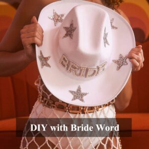 White Cowgirl Hat - White Cowboy Hats for Women - DIY Custom Cowboy Party Hats - Dress Up Bachelorette Cosplay Costume Accessories