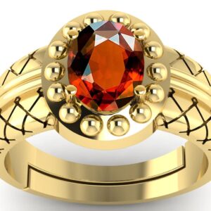 SirDaksh 8.00 Carat Natural Certified Gomed Hessonite Gold Plated Ring for Men Or Women's