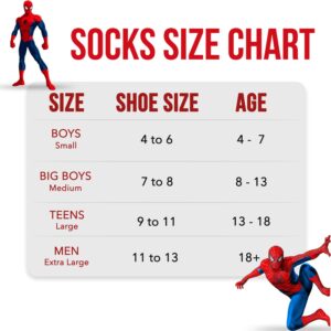 Marvel Spiderman Socks for Boys & Men, 6-Pack Socks for Men & Boys Socks, Men's Athletic Socks, Athletic Socks for Boys,