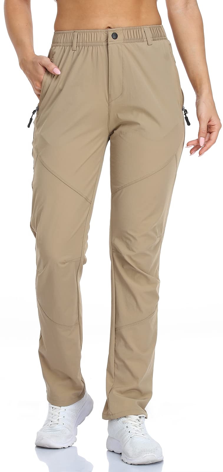 Womens Khaki Golf Pants Quick Dry Travel Nylon Cargo Waterproof Hiking with Pockets Small