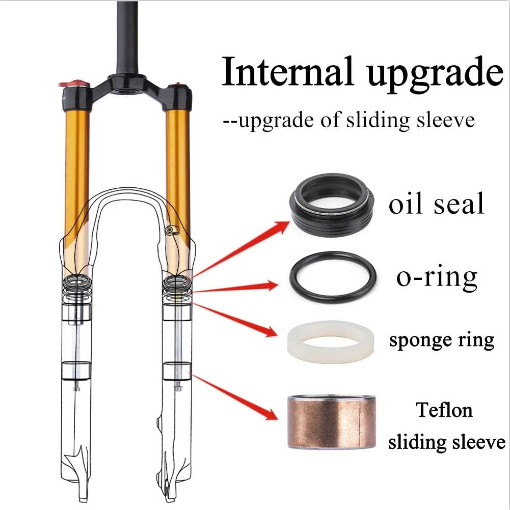 BOLANY 26/27.5/29 inch Bike Air Suspension Fork 120mm Travel Rebound Adjust 1/8 Straight/Tapered Tube Manual/Remote Lockout Bicycle Forks QR 9mm MTB Front Fork (Straight-Manual, 26inch)