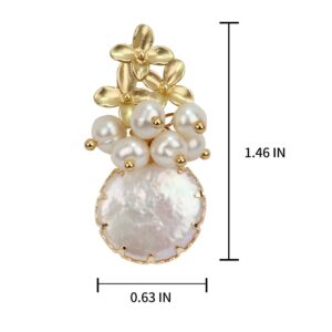 zqhhyy 18k Gold Baroque White Big Pearl Drop Earrings For Women Handmade Trendy Comfy Real Freshwater Pearls Aesthetic Life Tree Dangle Earrings Engaged Wedding Bridesmaid Hanging Jewelry (flower)