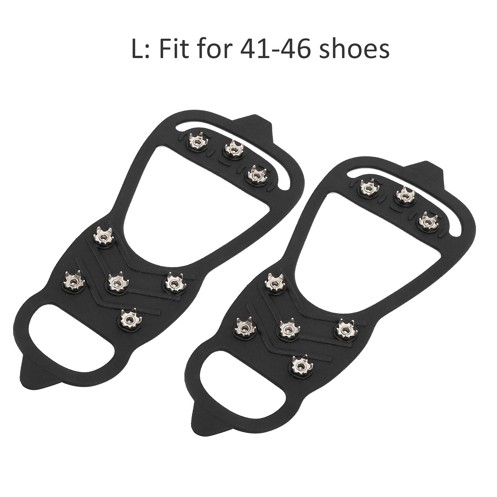 Ice Snow Grips for Shoes and Boots, Non Slip Spikes Shoe Cover with 8 Steel Studs Crampons, Walk Traction Cleats for Hiking Mountaineering Skiing Winter Sports(L)