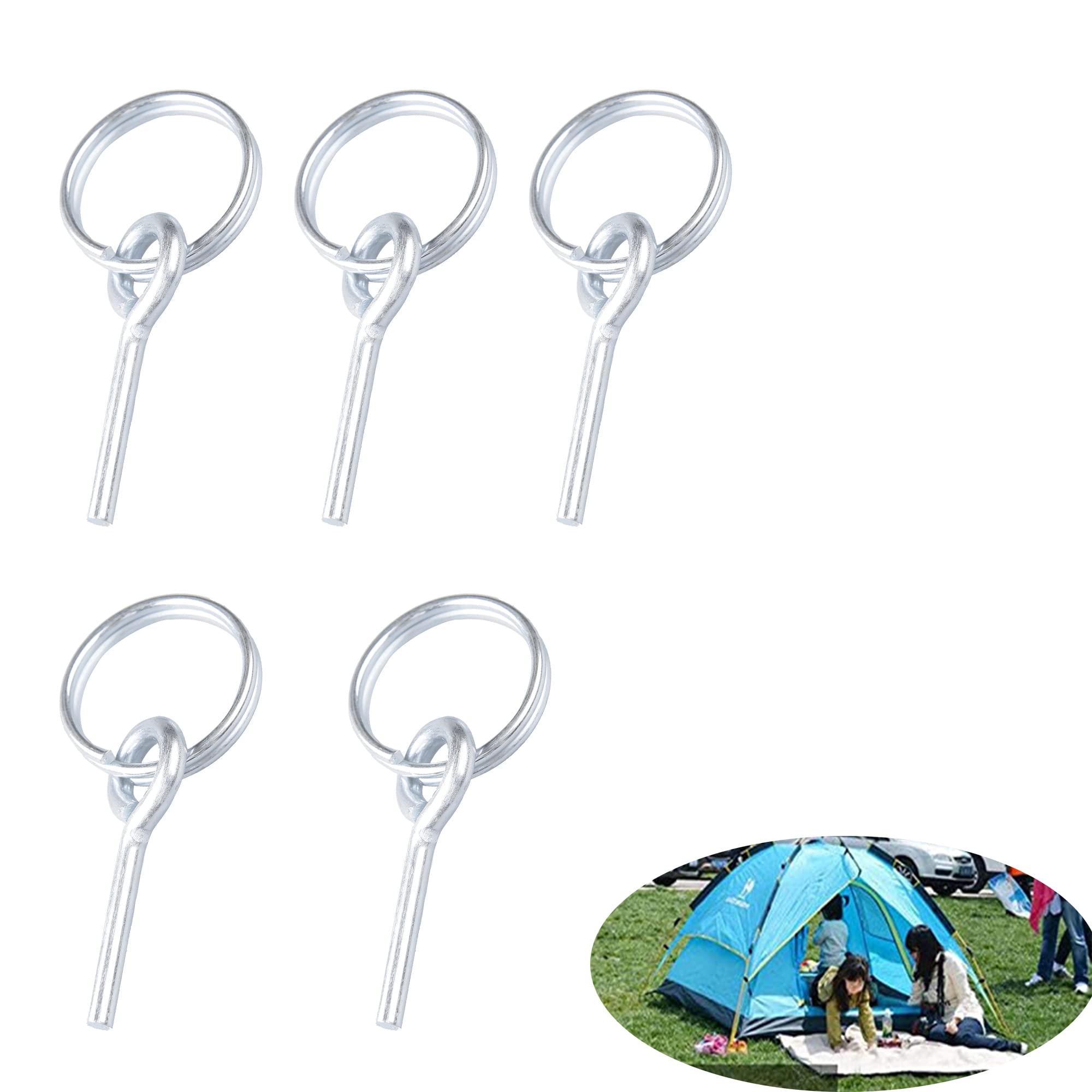 Tent Ring Replacement with Pins - 5pcs Ultra Light Galvanized Tent Pole Connectors Camping Repair Accessories Kit for Outdoor Camping Hiking Travel