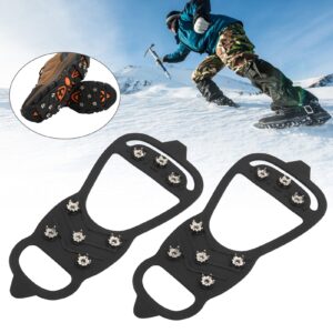 Ice Snow Grips for Shoes and Boots, Non Slip Spikes Shoe Cover with 8 Steel Studs Crampons, Walk Traction Cleats for Hiking Mountaineering Skiing Winter Sports(L)