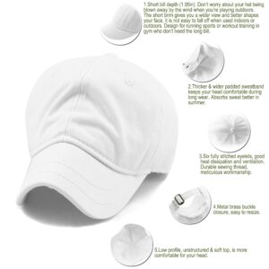 REDSHARKS mens Short Bill Plain Brim Ball Trucker Baseball Dad Cap, White, X-Large