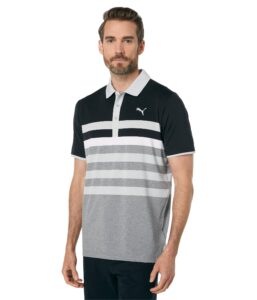 puma golf men's mattr one way polo, puma black-high rise, medium