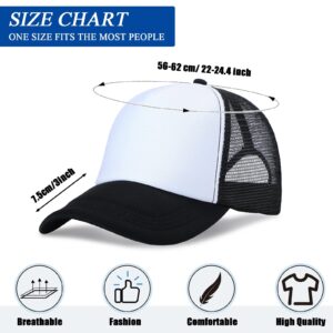 24 Pieces Unisex Sublimation Blank Mesh Baseball Cap Adjustable Plain Blank Mesh Trucker Hat for DIY Embroidery Sublimation Printing(Black White)