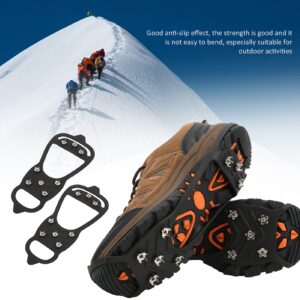 Ice Snow Grips for Shoes and Boots, Non Slip Spikes Shoe Cover with 8 Steel Studs Crampons, Walk Traction Cleats for Hiking Mountaineering Skiing Winter Sports(L)