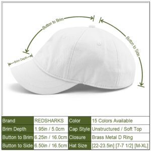 REDSHARKS mens Short Bill Plain Brim Ball Trucker Baseball Dad Cap, White, X-Large