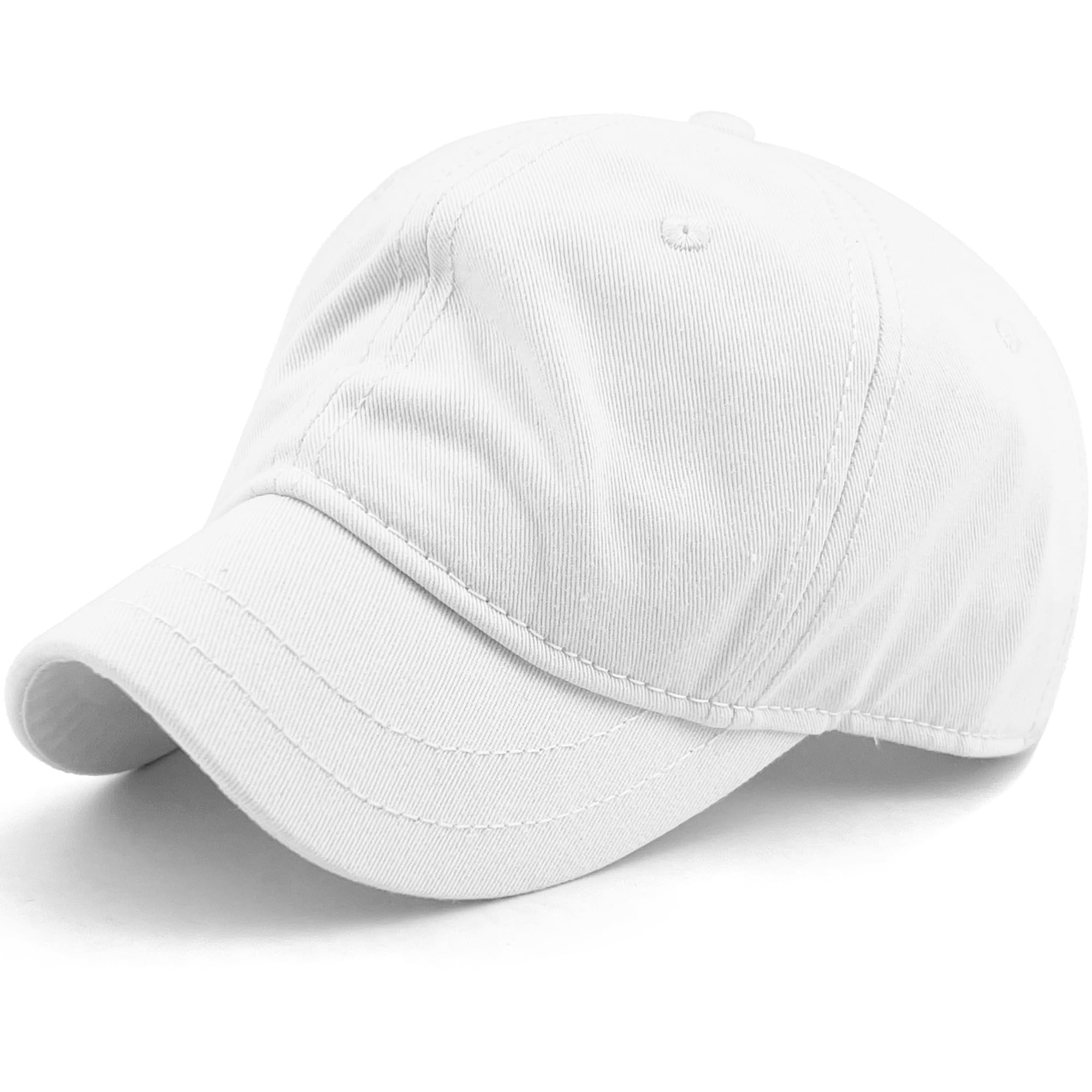 REDSHARKS mens Short Bill Plain Brim Ball Trucker Baseball Dad Cap, White, X-Large