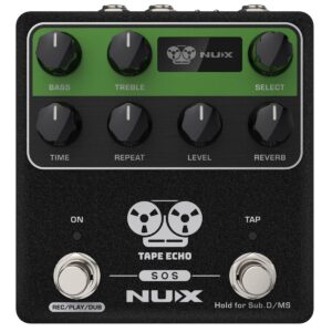 nux ndd-7 tape echo delay effects pedal,up to 1600ms stereo delay time,7 repro-tape heads combinations and reverb