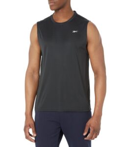 reebok men's standard workout ready sleeveless tee, night black, x-large