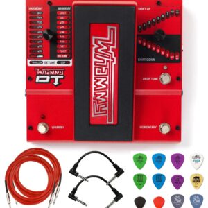 Briskdrop Digitech Whammy DT Pitch Shift Drop Tune Pedal Bundle with 2 Patch Cables, 2 Instrument Cables, and Dunlop Variety Pick Pack, whammyDT-bundle