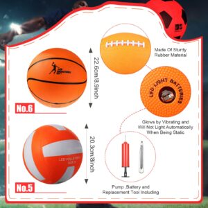 CHENGU Glow in The Dark Basketball and Volleyball LED Light Up Basketball Volleyball with Ball Pump and Batteries Glowing Sports Balls Gift for Adults Teens Kids Indoor Outdoor Games