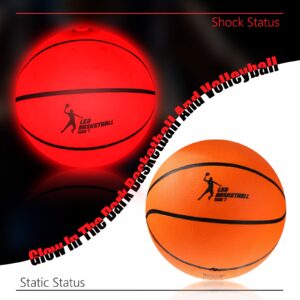 CHENGU Glow in The Dark Basketball and Volleyball LED Light Up Basketball Volleyball with Ball Pump and Batteries Glowing Sports Balls Gift for Adults Teens Kids Indoor Outdoor Games