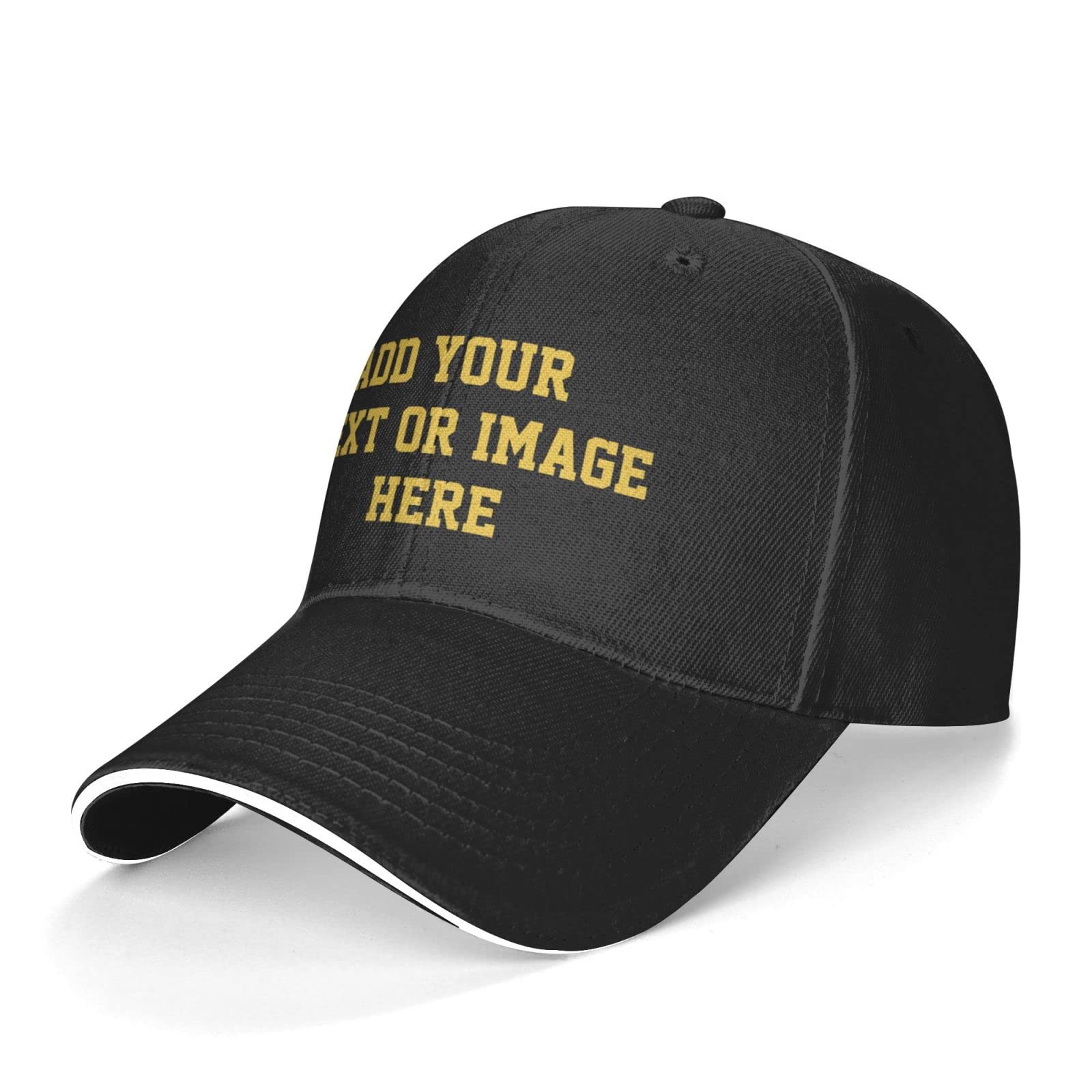 Custom Hats Personalized Hat Customize Baseball Cap Custom Adjustable Trucker Hat for Men & Women Black