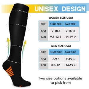 SunFeeling Compression Socks Women & Men 20-30mmHg - Best Support for Running,Sports,Hiking,Flight Travel,Circulation (Multicoloured, 6 Pairs, Large-X-Large)