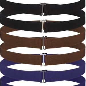 SATINIOR 6 Pcs No Show Invisible Women Flat Belts Buckle Stretch Elastic Belt for Jeans Pants Dresses (Classic Color)