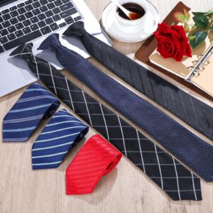 Janmercy 6 Pcs Clip on Tie for Men Clip on Easy Necktie Striped Solid Plaid Dots Mixed Lot Tie for Office School, 20 Inch (Bright Style)