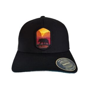 California Trucker Hat w/Golden State Bear Patch (Black/Black)