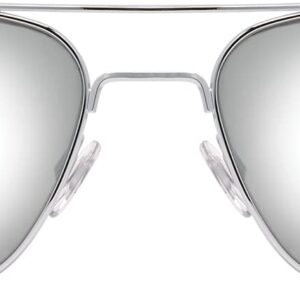 AO Original Pilot Sunglasses - Silver - SunFlash Silver Mirror SkyMaster Glass Lenses - Bayonet Temple - Polarized - 57-20-140