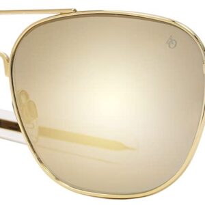 AO Original Pilot Sunglasses - Gold - SunFlash Gold Mirror AOLite Nylon Lenses - Bayonet Temple - Polarized - 52-20-140