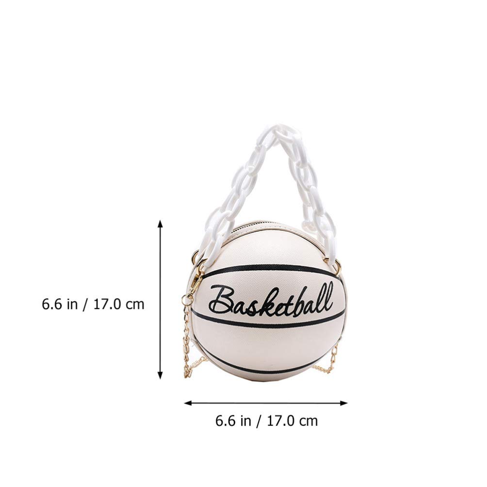 Basketball Shape Handbags Fashion PU Round Purse Tote Shoulder Bag Adjustable Strap Messenger Bag for Women Girls