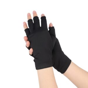 Holiberty Women Sun Protection Fingerless Gloves Summer Silky Cool Thin Cycling Gloves Stretch Touchscreen UV Driving Gloves for Ladies