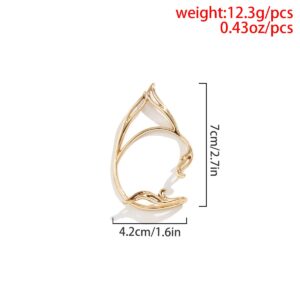 Asphinien Gothic Elves Ear Cuffs 2pcs Non-Pierced Cat Ear Wrap Hollow Cartilage Climber Earrings Punk Hip Hop Clip on Statement Earrings Gift for Women (Gold)