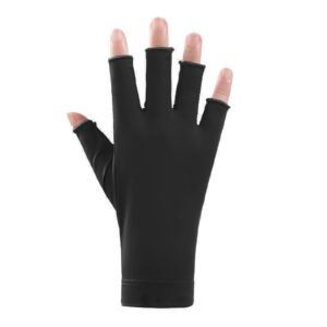 Holiberty Women Sun Protection Fingerless Gloves Summer Silky Cool Thin Cycling Gloves Stretch Touchscreen UV Driving Gloves for Ladies