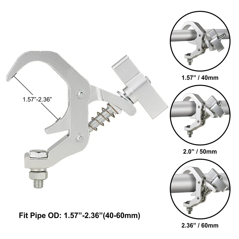 Pro Truss Clamp 1.57-2.36 Inch, 4 Pack Olaalite Stage Lighting Clamps Heavy Duty 330lb, Perfect Fit for Tube OD 40-60mm, Premium Pro Truss Clamp for Moving Head Stage lighting Fixtures