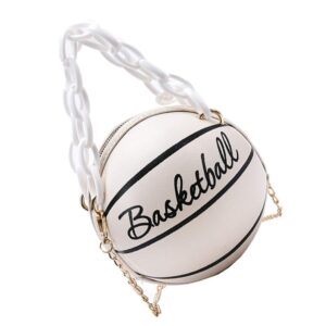 basketball shape handbags fashion pu round purse tote shoulder bag adjustable strap messenger bag for women girls