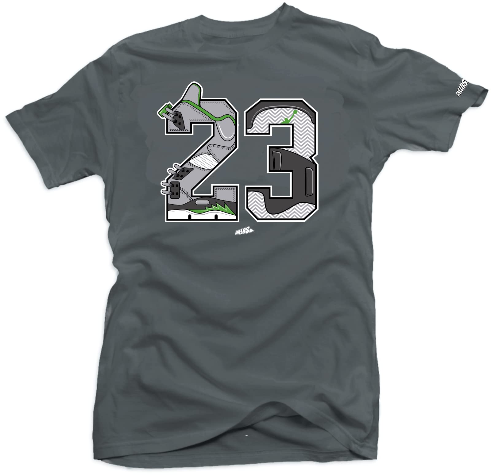 Jordan 5 Green Bean Match Tees - Snelos 23 Gray | Small