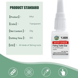 Weglau Fishing Tackle Glue, Fast Bonding Fishing Rod Glue, Suitable for all fishing gear repairs such as bar and rope connection, fishing rod crack repair, bracket repair, drift box repair, etc. - 20g