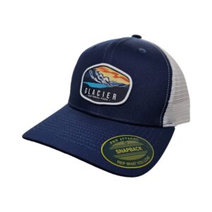 Glacier Trucker Hat w/National Park Woven Patch (Navy/White)