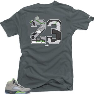 Jordan 5 Green Bean Match Tees - Snelos 23 Gray | Small