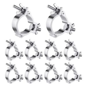 2 inch truss o clamps, 10 pack olaalite aluminum stage light clamps for truss, heavy duty 220lb led par light moving head lighting clamps, fit for 48-52mm od tube/pipe