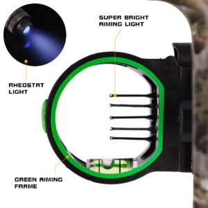 LWANO 5 Pin Bow Sight with Rheostat Light and Reversible Mount Design