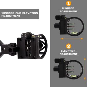 LWANO 5 Pin Bow Sight with Rheostat Light and Reversible Mount Design