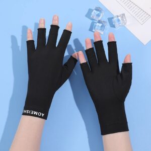 Holiberty Women Sun Protection Fingerless Gloves Summer Silky Cool Thin Cycling Gloves Stretch Touchscreen UV Driving Gloves for Ladies